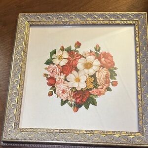 2 Stillman Home 1871 floral heart with gold frame wall decor